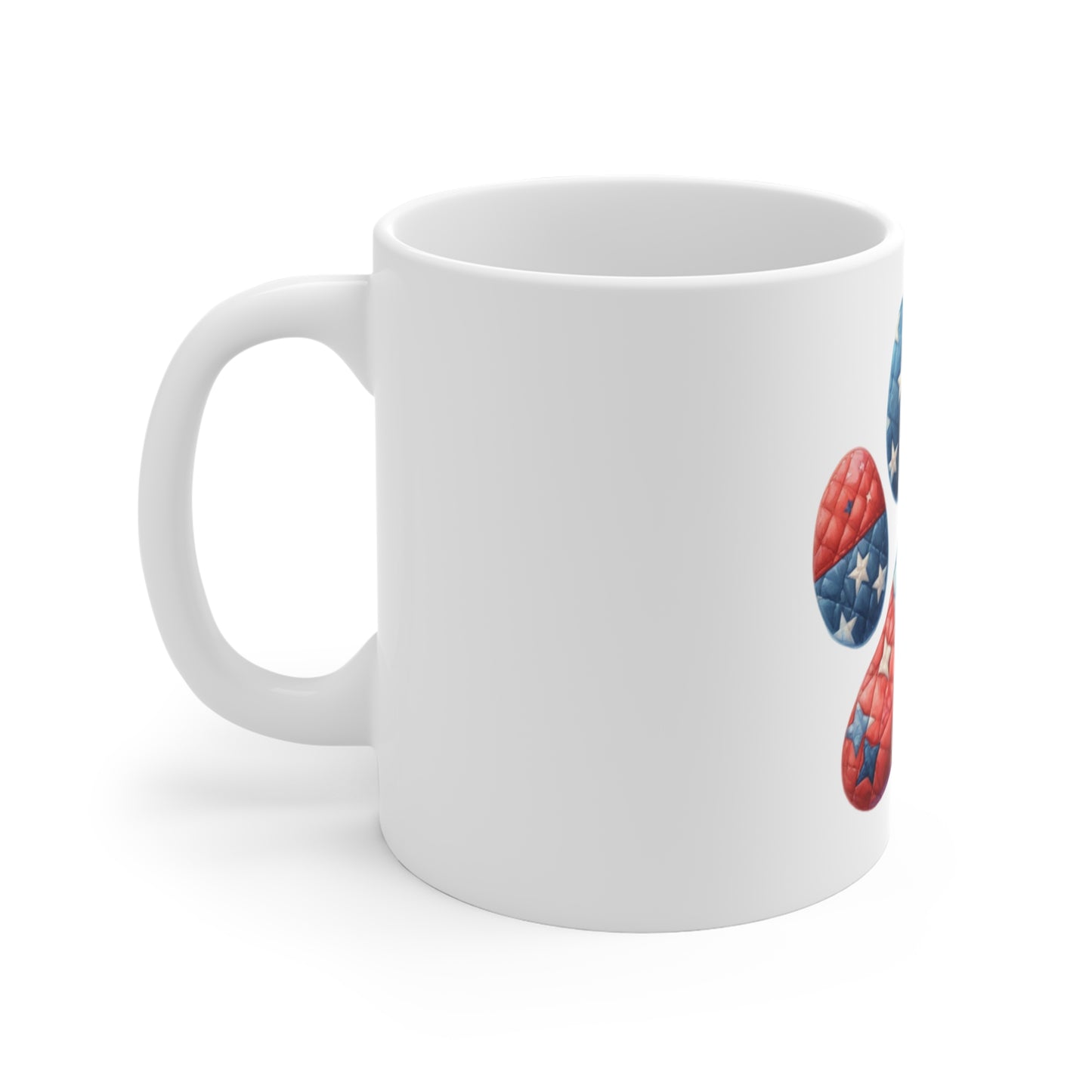 Patriotic Star Split Dog Paw Coffee Mug – Americana Red Blue Paw Print Mug – Quilted USA Dog Lover Mug – Patriotic Pet Gift Cup American Flag Paw Print Mug — Patriotic Pet Lover 11oz Coffee Cup...