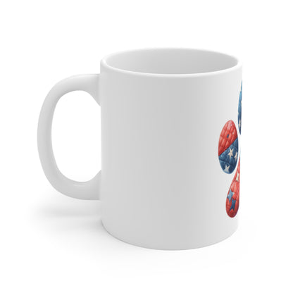 Patriotic Star Split Dog Paw Coffee Mug – Americana Red Blue Paw Print Mug – Quilted USA Dog Lover Mug – Patriotic Pet Gift Cup American Flag Paw Print Mug — Patriotic Pet Lover 11oz Coffee Cup...
