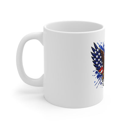 Patriotic Eagle Coffee Mug – American Flag Bald Eagle 11oz