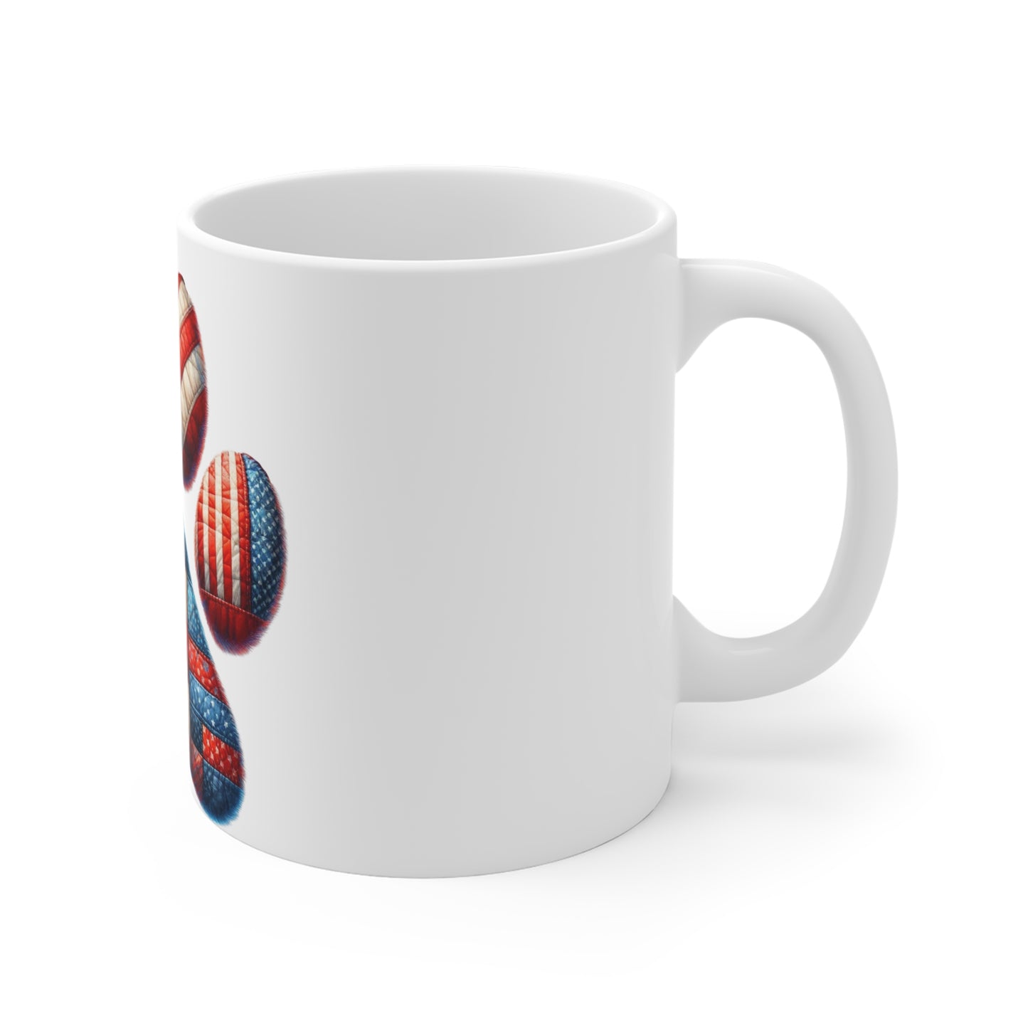 Patriotic Quilt Dog Paw Coffee Mug – American Flag Patchwork Paw Print Mug – Red White Blue Dog Lover Mug – USA Pet Gift Cup Patriotic Paw Print Mug — American Flag Paw 11oz Coffee Cup