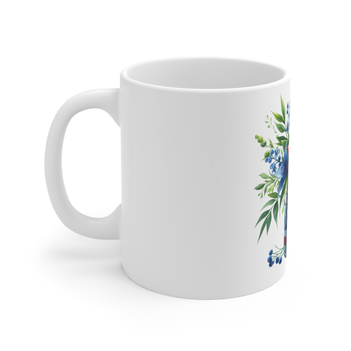 Patriotic Lily Mason Jar Coffee Mug – Red White Blue Lily Floral Mug – Americana Flag Jar Cup – Bold Summer Flower Gift Patriotic Floral Mason Jar Mug – 11oz USA Flag Flower Coffee Cup