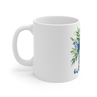 Patriotic Lily Mason Jar Coffee Mug – Red White Blue Lily Floral Mug – Americana Flag Jar Cup – Bold Summer Flower Gift Patriotic Floral Mason Jar Mug – 11oz USA Flag Flower Coffee Cup
