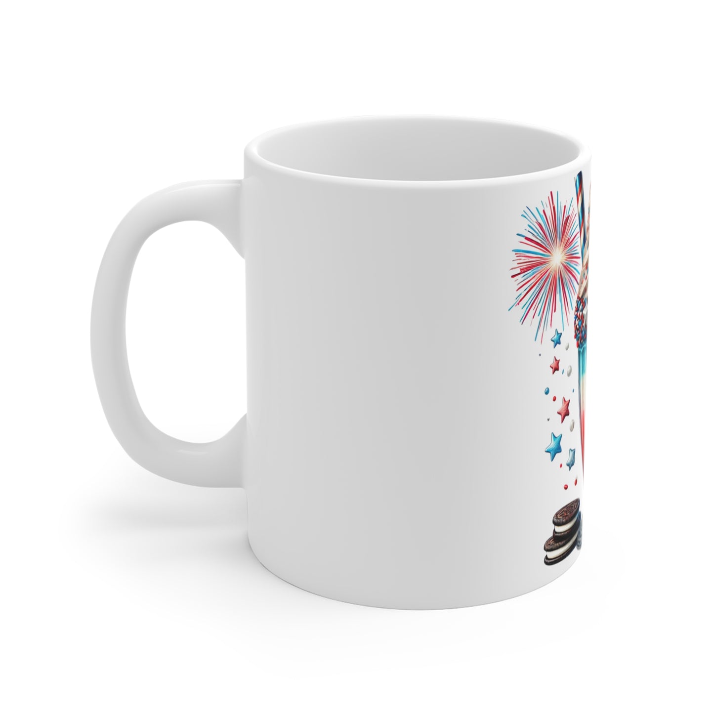 Patriotic Milkshake Coffee Mug – 4th of July Fireworks Mug – Red White Blue Dessert Cup – Americana Ice Cream Mug – Festive Gift Mug Patriotic Milkshake 11oz Mug — Red White Blue Dessert & Fireworks...