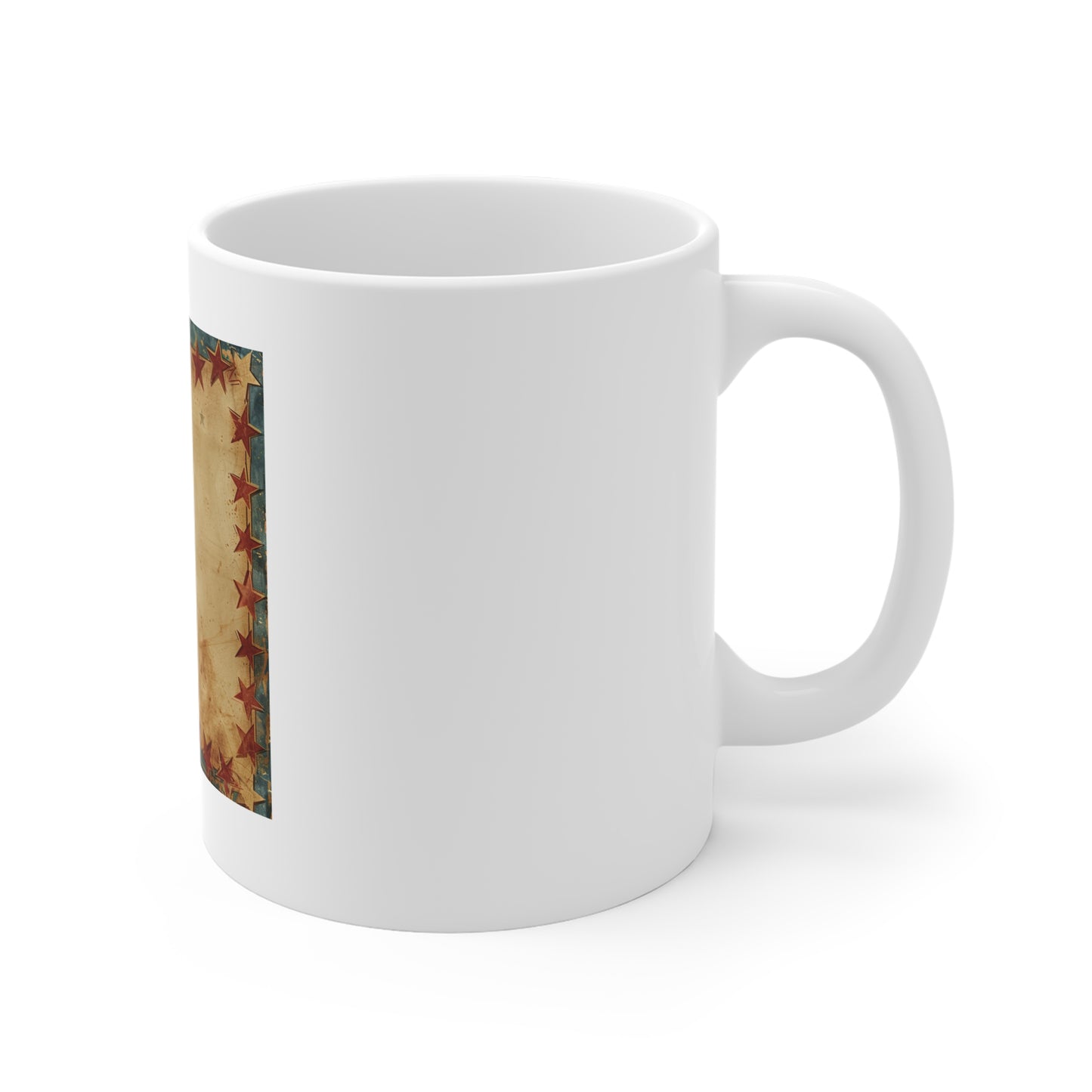 Vintage American Flag Coffee Mug – Rustic Star Border Patriotic Mug – Antique Americana Style Cup – Distressed USA Heritage Gift Vintage Star Border Mug — Rustic Americana 11oz Coffee Cup
