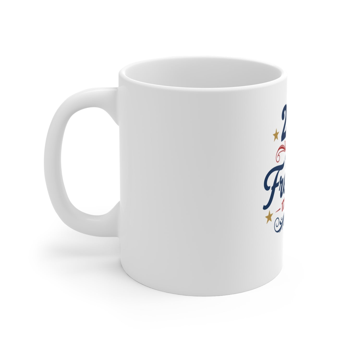 Vintage Ornate Patriotic Coffee Mug – Classic Americana Scroll Design – Elegant USA Heritage Mug – Timeless Red White Blue Gift Mug 11oz