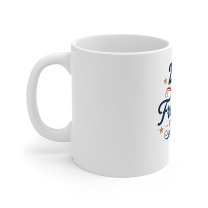 Vintage Ornate Patriotic Coffee Mug – Classic Americana Scroll Design – Elegant USA Heritage Mug – Timeless Red White Blue Gift Mug 11oz