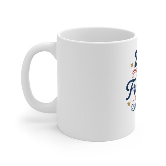 Vintage Ornate Patriotic Coffee Mug – Classic Americana Scroll Design – Elegant USA Heritage Mug – Timeless Red White Blue Gift Mug 11oz