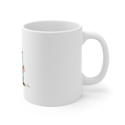 Blue Lantern Ceramic Mug — Rustic Lantern Illustration Coffee Cup