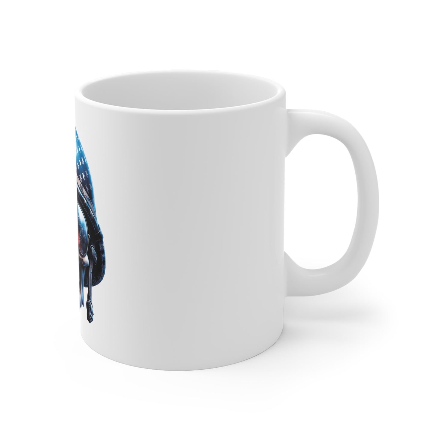 American Soldier Skull Coffee Mug – Patriotic Military Skull with Helmet & Sunglasses Mug – Veteran Tribute USA Mug 11oz