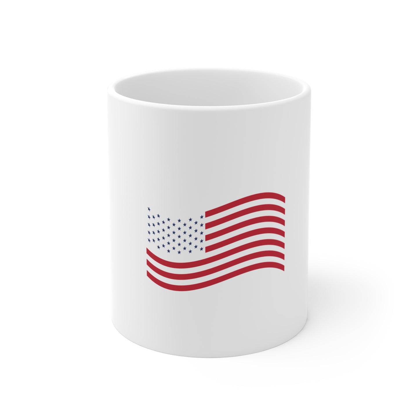 Waving American Flag Coffee Mug – Modern USA Flag Mug – Minimalist Flowing Flag Design Cup – Patriotic Red White Blue Gift Mug Mug 11oz