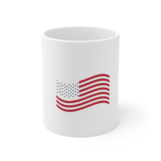 Waving American Flag Coffee Mug – Modern USA Flag Mug – Minimalist Flowing Flag Design Cup – Patriotic Red White Blue Gift Mug Mug 11oz