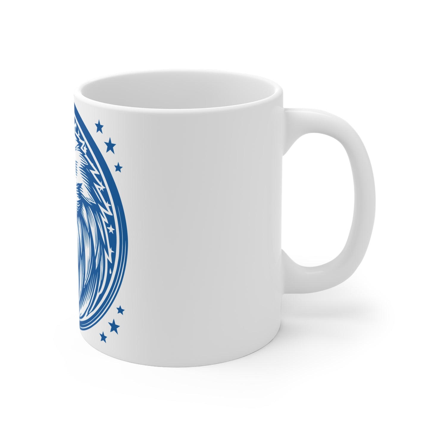 Patriotic Eagle Badge Coffee Mug – USA Eagle Crest Mug – American Flag Shield Cup – Bold Freedom Emblem Mug 11oz