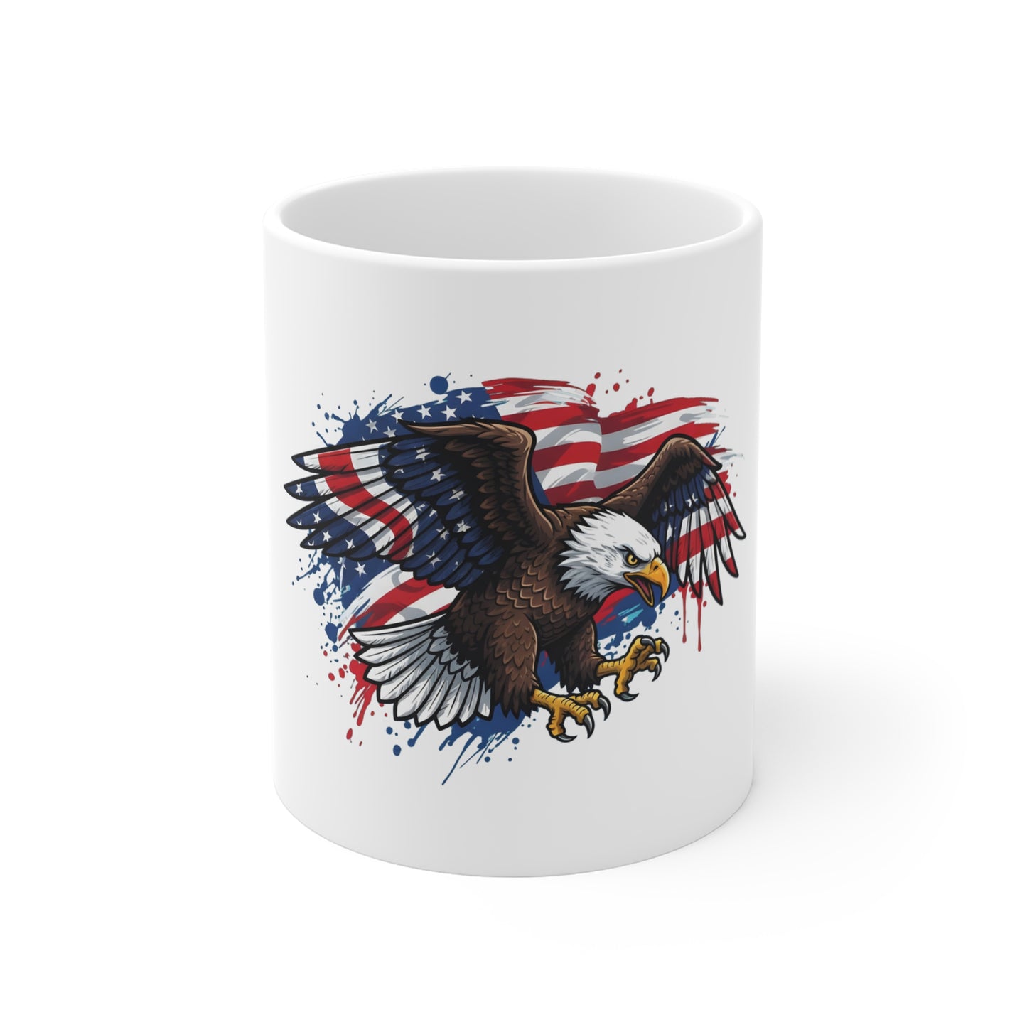 Patriotic Eagle Mug – American Flag Bald Eagle 11oz Coffee Cup