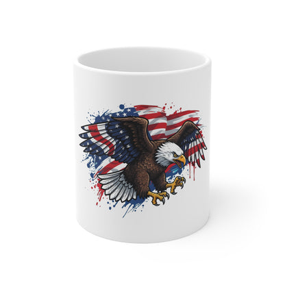Patriotic Eagle Mug – American Flag Bald Eagle 11oz Coffee Cup