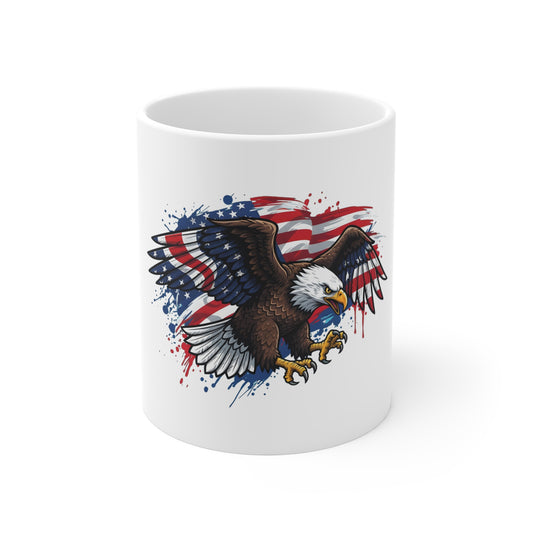 Patriotic Eagle Mug – American Flag Bald Eagle 11oz Coffee Cup