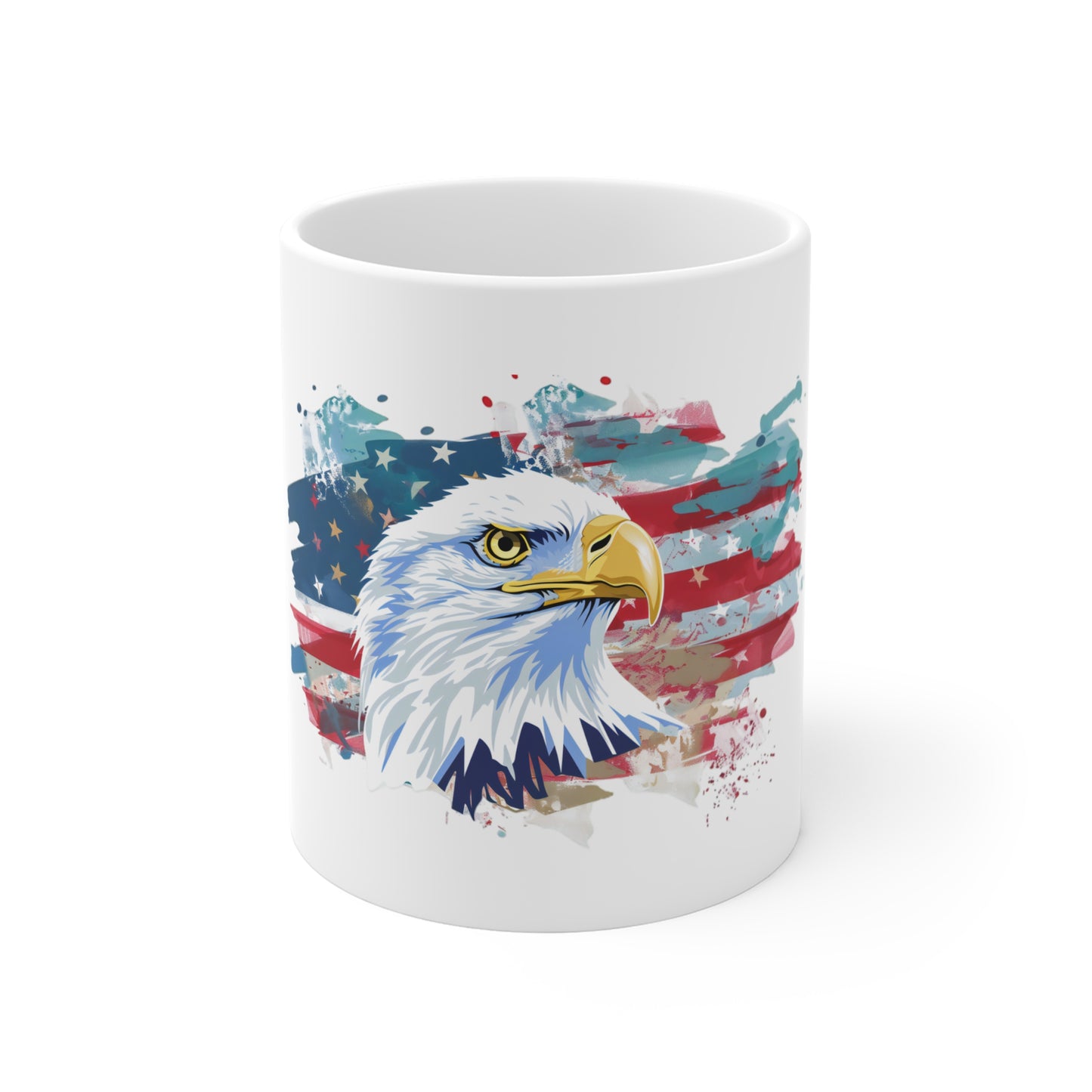 Patriotic Eagle 11oz Coffee Mug — American Flag Bald Eagle Drinkware