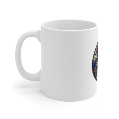 250th Anniversary Coffee Mug – Elegant Floral Celebration Mug – Vintage Americana Rose Design – Patriotic Commemorative Gift Cup Mug 11oz
