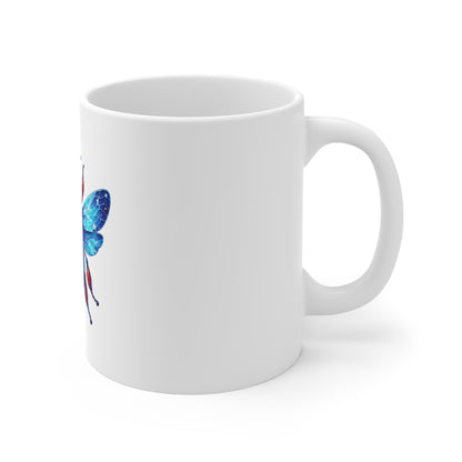 Patriotic Bee Mug — 11oz American Flag Insect Coffee Cup