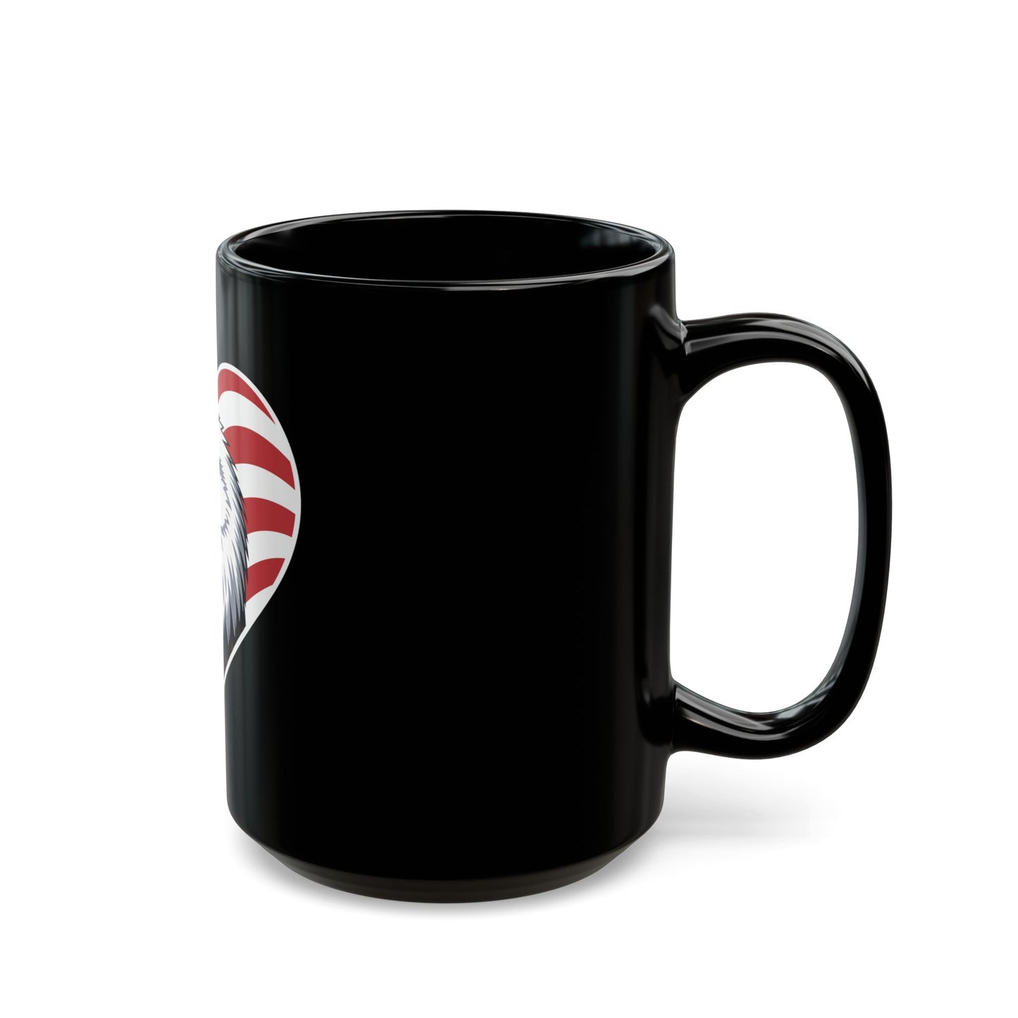 Patriotic Eagle Heart Mug – American Flag Heart Eagle Coffee Mug – USA Bald Eagle Pride Cup – Patriotic Gift Mug Black Mug (11oz, 15oz)