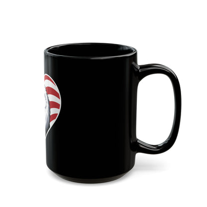Patriotic Eagle Heart Mug – American Flag Heart Eagle Coffee Mug – USA Bald Eagle Pride Cup – Patriotic Gift Mug Black Mug (11oz, 15oz)