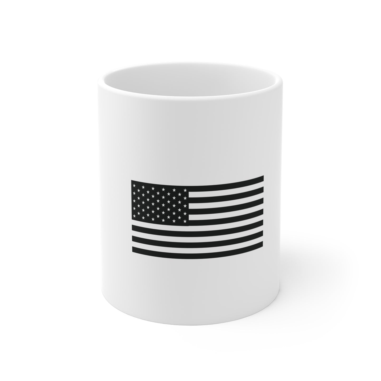 Black and White American Flag Coffee Mug – Minimalist USA Flag Mug – Monochrome Patriotic Design Cup – Modern Freedom Gift Mug Mug 11oz