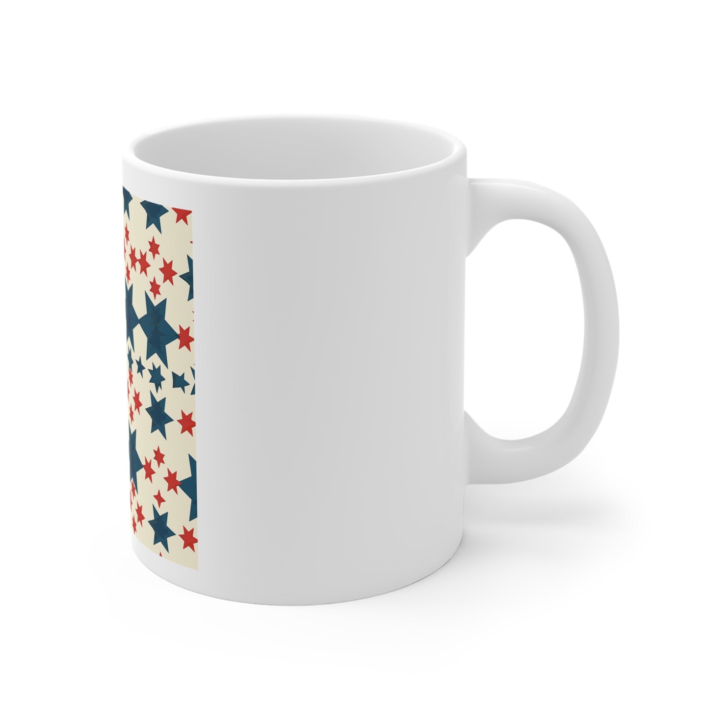 Geometric Star Grid Coffee Mug – Patriotic Star Pattern Mug – Red White Blue Modern Americana Cup – Symmetrical USA Star Design Mug Patriotic Stars 11oz Coffee Mug — Red & Navy Star Pattern, Fourth of...