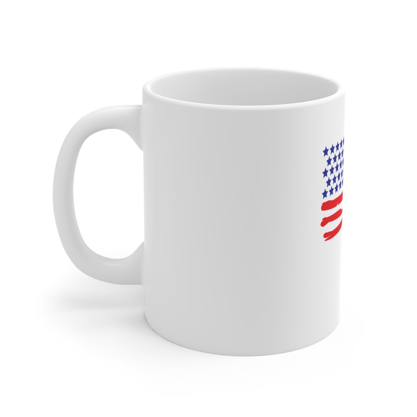 Brushstroke American Flag Coffee Mug – Abstract USA Flag Mug – Modern Patriotic Cup – Bold Red White Blue Gift Mug 11oz