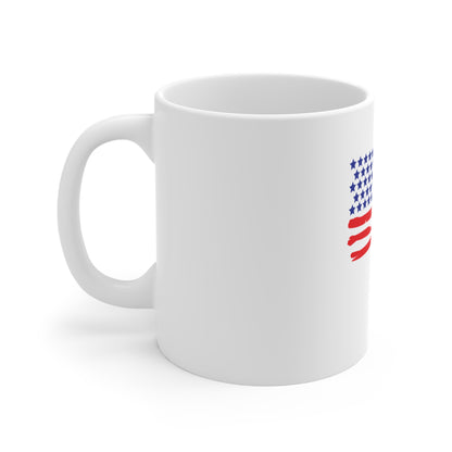Brushstroke American Flag Coffee Mug – Abstract USA Flag Mug – Modern Patriotic Cup – Bold Red White Blue Gift Mug 11oz