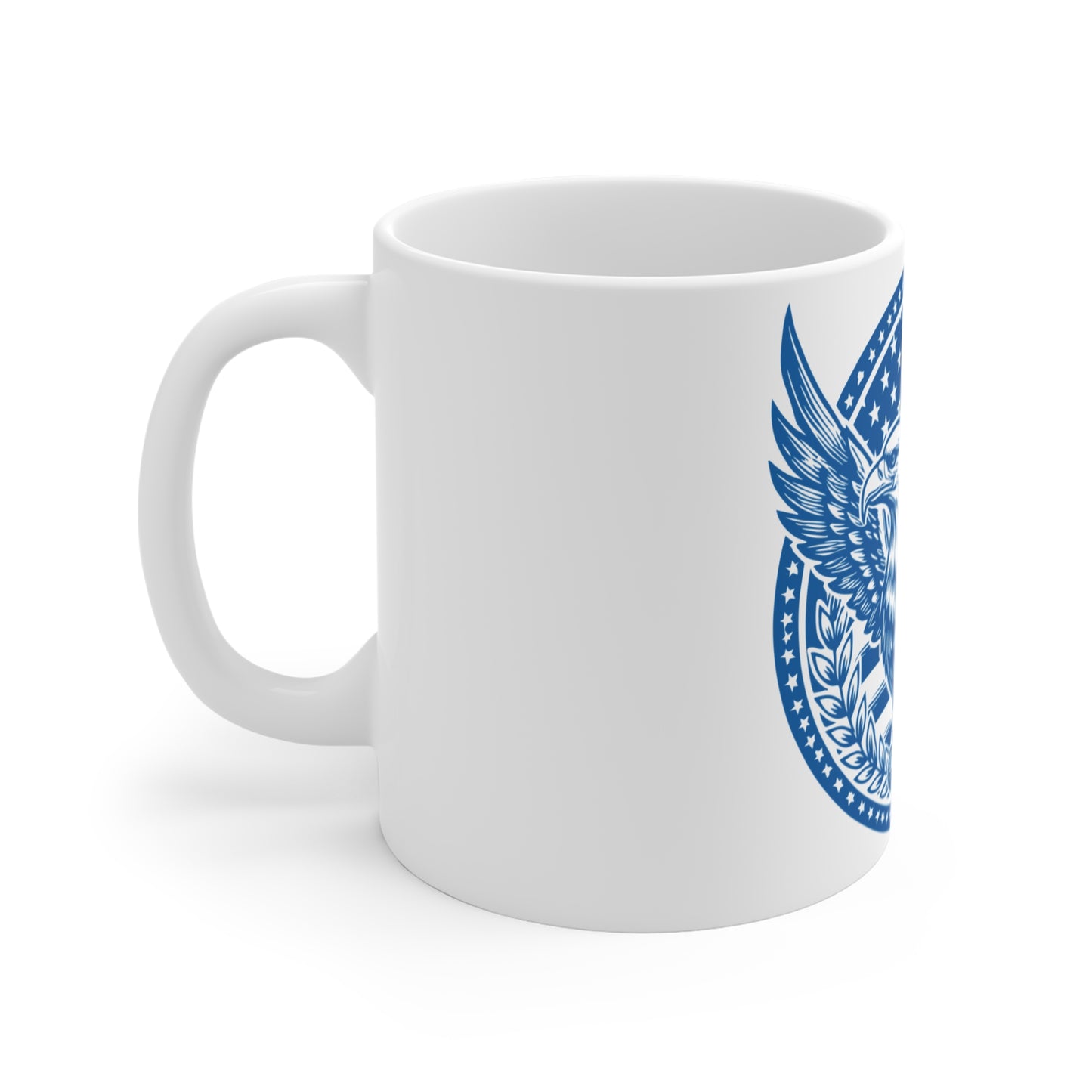 Patriotic Eagle Seal Coffee Mug – USA Eagle Crest Mug – American Flag Badge Cup – Classic Americana Emblem Mug 11oz