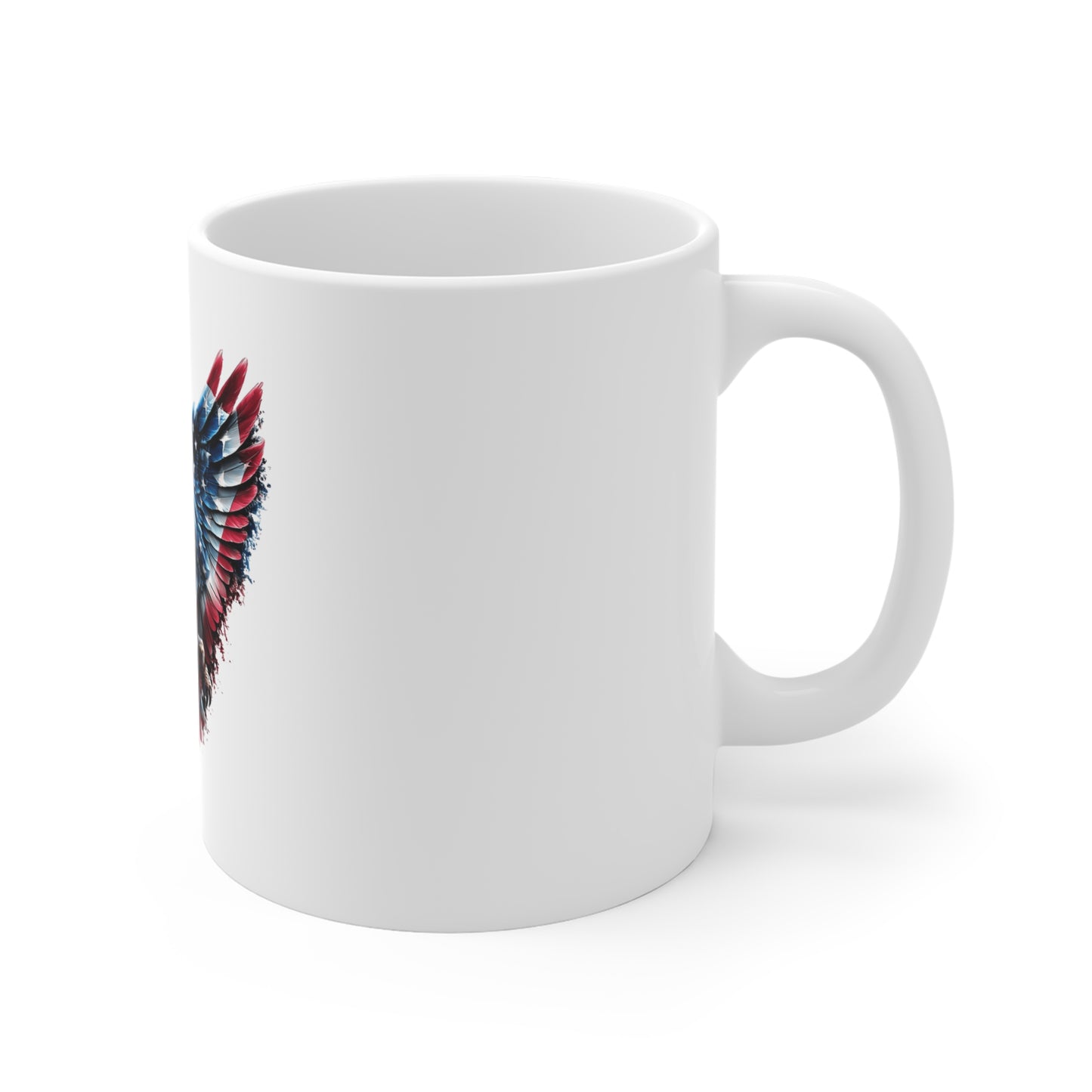 Fierce Patriotic Eagle Coffee Mug – American Flag Wings Mug – USA Freedom Talons Mug 11oz