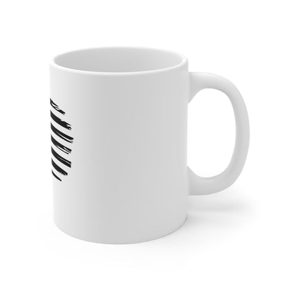 Black Vintage Waving American Flag Coffee Mug – Distressed USA Flag Mug – Classic Stealth Patriotic Cup – Timeless Americana Gift Mug 11oz