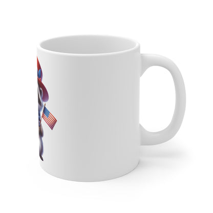 Cute Patriotic Raccoon Coffee Mug – Uncle Sam Raccoon Mug – American Flag Animal Cup – Adorable USA Gift Mug 11oz