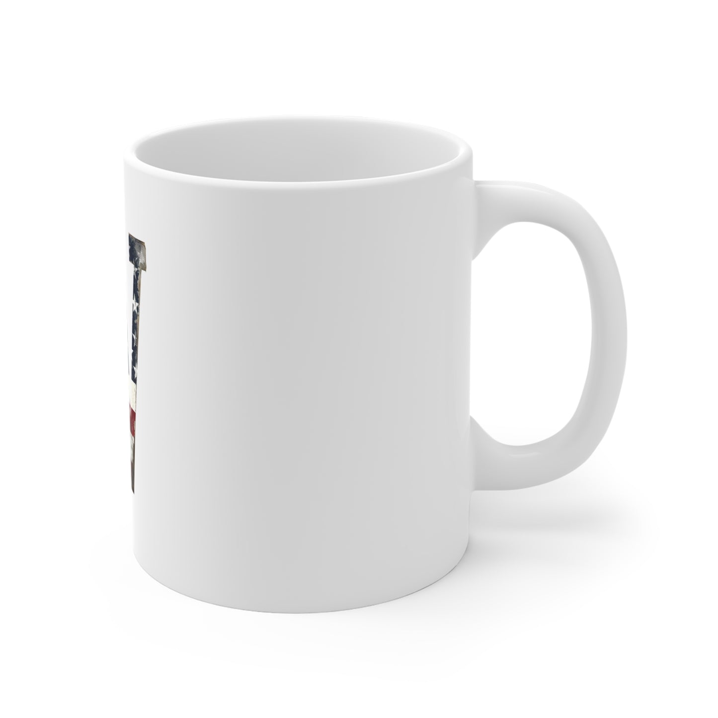 Patriotic Letter W Coffee Mug – American Flag Initial Mug – Vintage USA Monogram Mug – Distressed Americana Alphabet Gift Mug 11oz