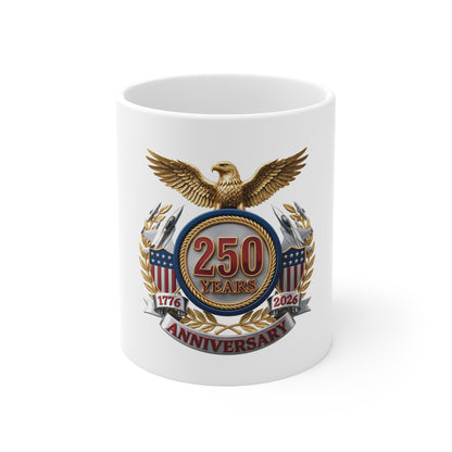 USA 250th Anniversary Eagle & Fighter Jet Coffee Mug – 1776–2026 Patriotic Military Tribute Mug – American Freedom Heritage Cup Mug 11oz