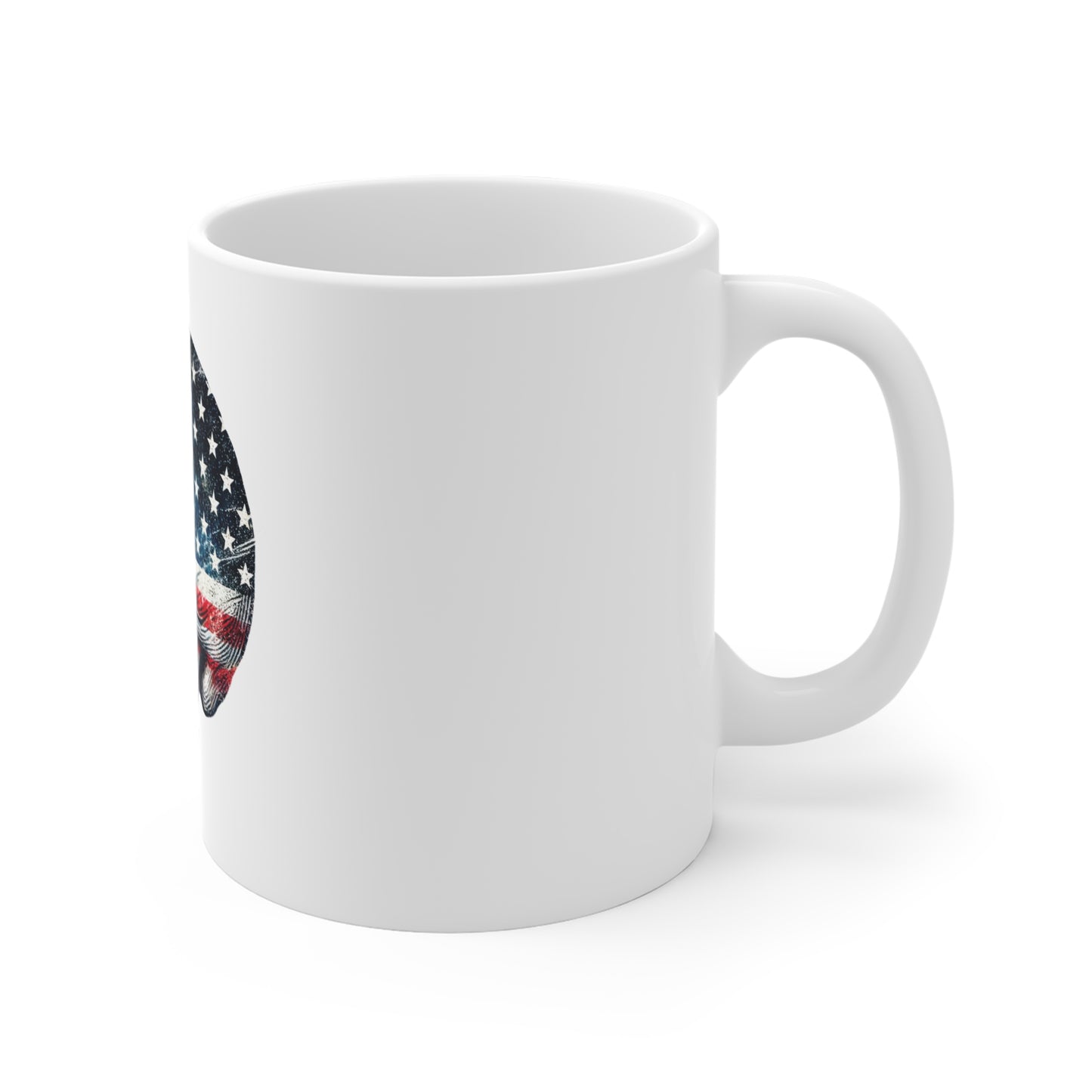Patriotic Skull Profile Coffee Mug – American Flag Side Skull Mug – Distressed USA Grunge Skull Cup – Bold Americana Gift Mug 11oz
