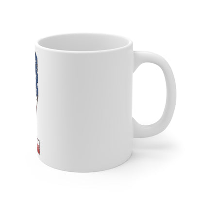 Distressed American Flag Number 2 Coffee Mug – Vintage Patriotic Number Mug – Rustic USA Flag Art Cup – Americana Style Gift Mug 11oz