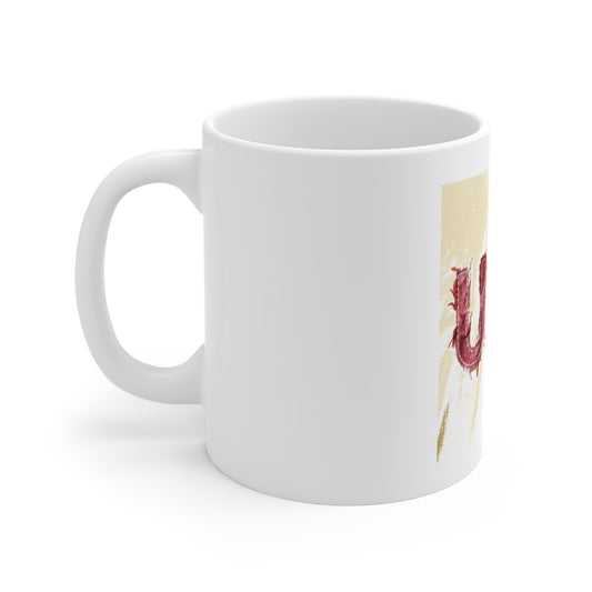 Distressed USA Patch Coffee Mug – Vintage Americana Fabric Mug – Rustic USA Lettering Cup – Patriotic Gift Mug 11oz