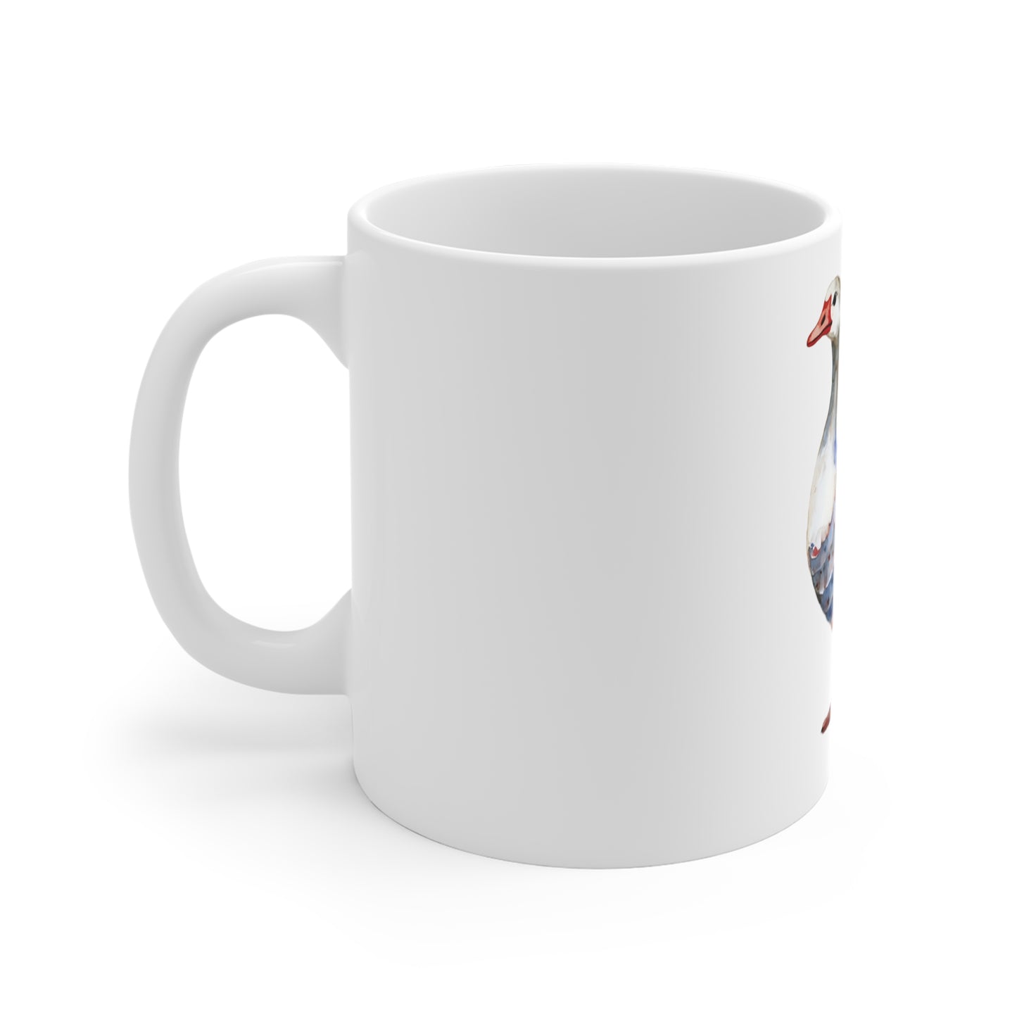Patriotic Watercolor Goose Coffee Mug — 11oz Ceramic