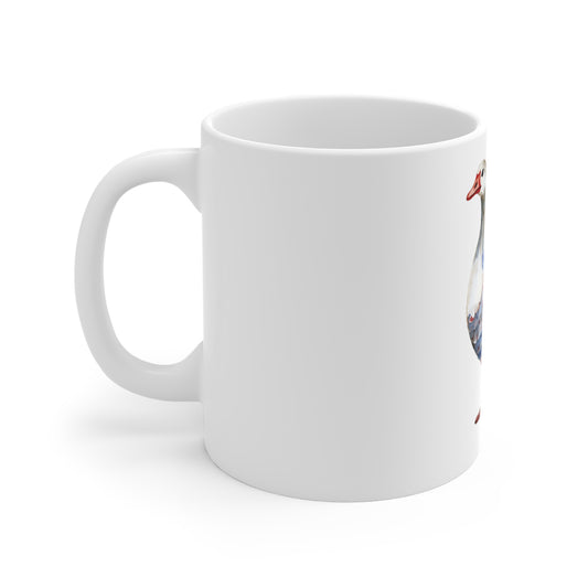 Patriotic Watercolor Goose Coffee Mug — 11oz Ceramic