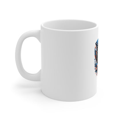 Patriotic Bald Eagle 11oz Mug — American Flag USA Coffee Cup