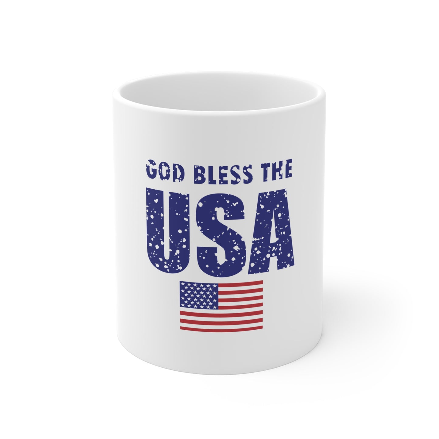 God Bless the USA Coffee Mug — Patriotic 11oz American Flag Mug