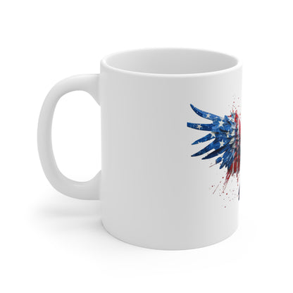 Patriotic Eagle Coffee Mug — American Flag Watercolor 11oz