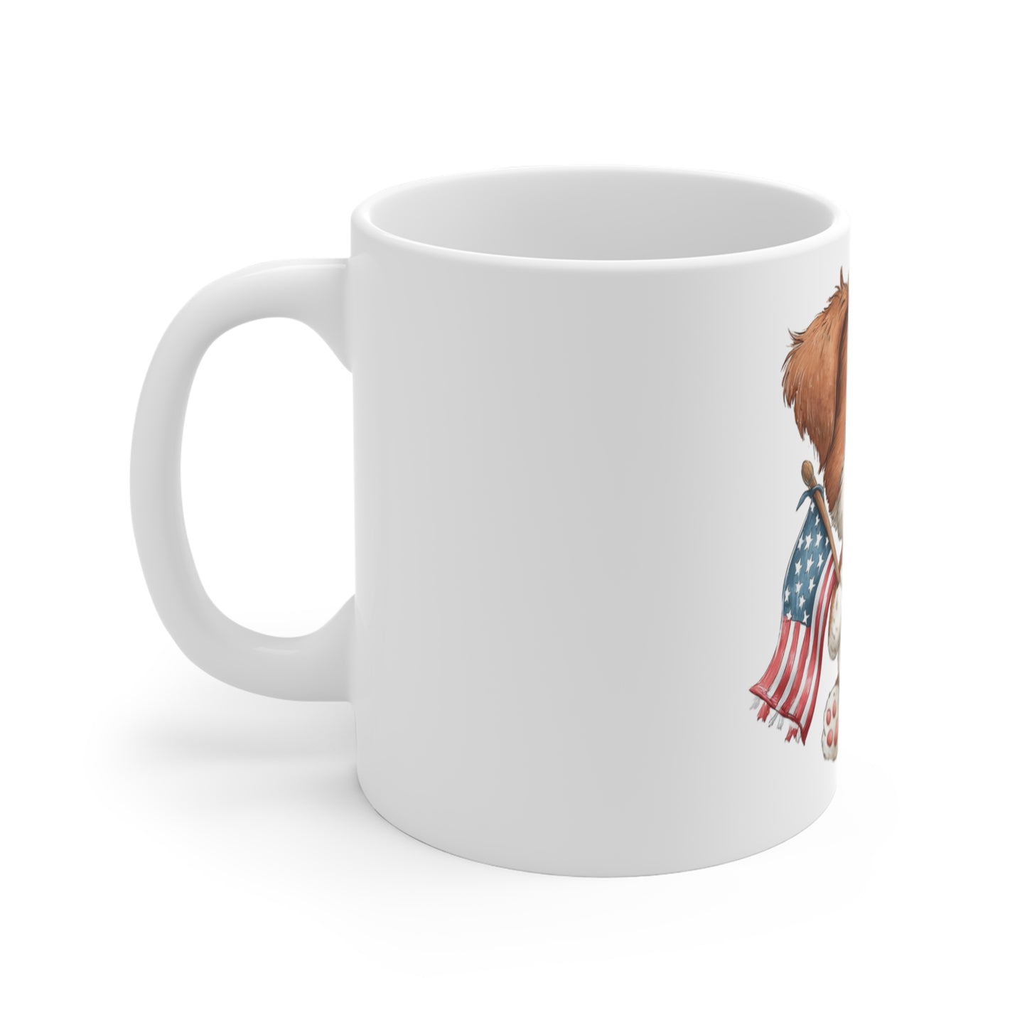 Cute Patriotic Puppy Holding Flag Mug – 4th of July Dog Coffee Mug – Red White Blue Puppy Cup – Americana Pet Lover Gift Patriotic Puppy 11oz Mug – Cute Dog Holding American Flag Coffee Cup