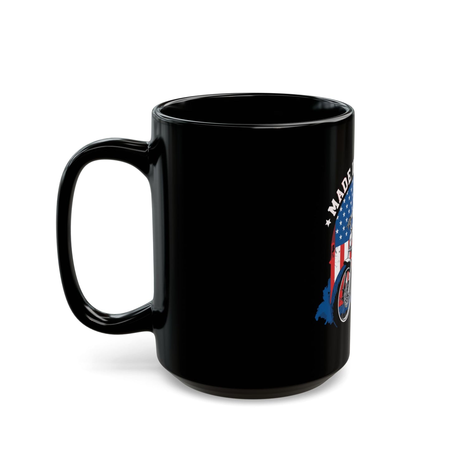 Made in America Biker Coffee Mug – Patriotic Motorcycle Skull Mug – USA Rider Gift Mug – American Flag Vintage Biker Cup Made in America Motorcycle Skeleton Black Mug — Patriotic Biker Coffee Cup...