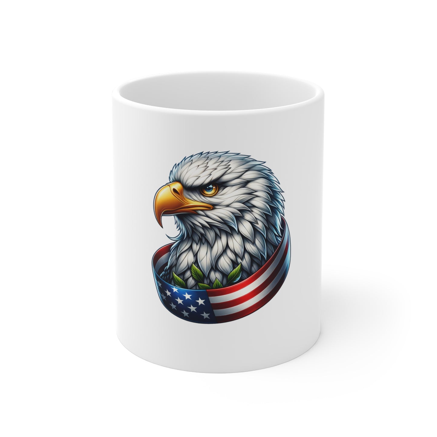 Patriotic Eagle Coffee Mug - American Flag Bald Eagle 11oz