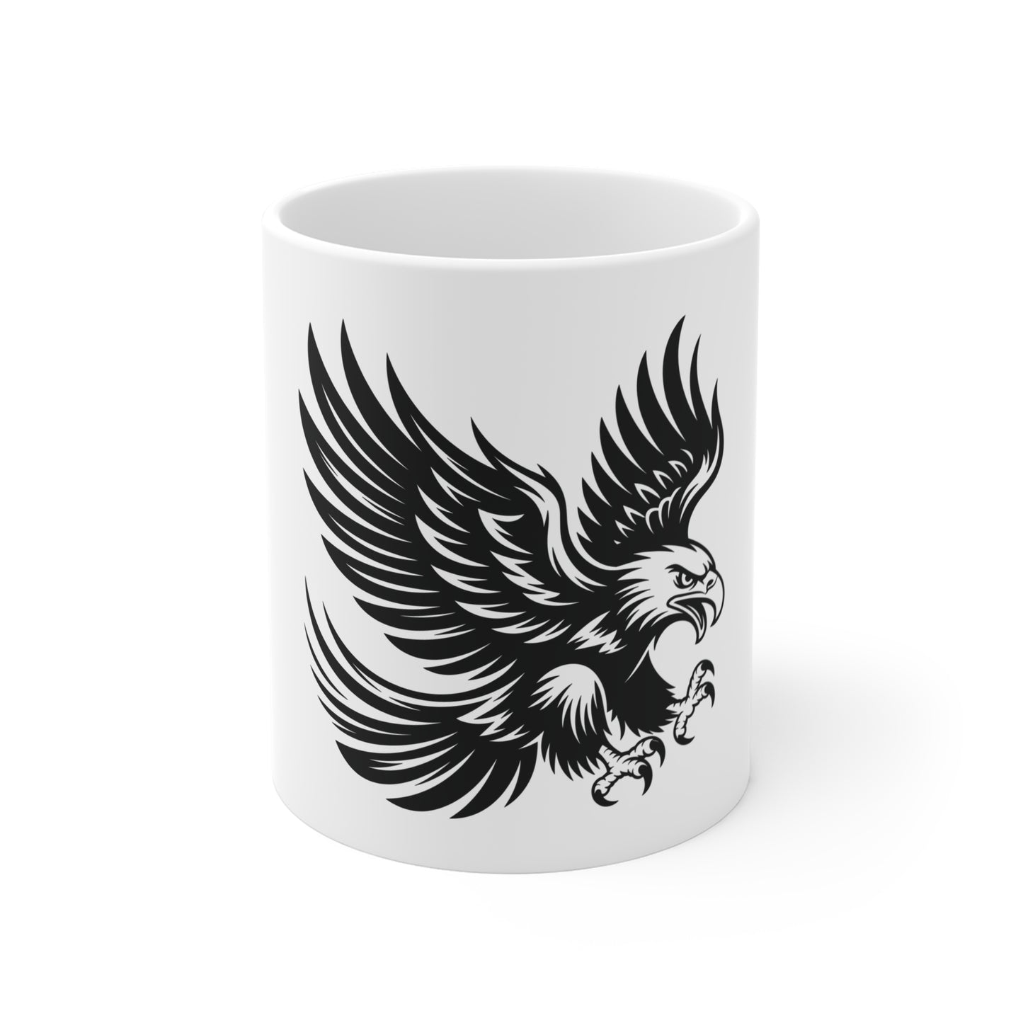 Black Eagle Attack Coffee Mug – Stealth American Eagle Mug – Tactical Flying Eagle Cup – Minimalist Patriotic Mug Mug 11oz