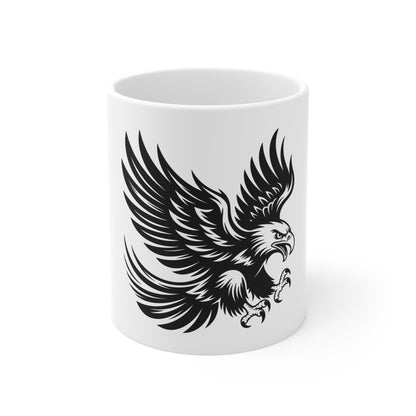 Black Eagle Attack Coffee Mug – Stealth American Eagle Mug – Tactical Flying Eagle Cup – Minimalist Patriotic Mug Mug 11oz