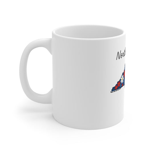 North Carolina Floral State Mug – 11oz Patriotic Red & Blue Gift
