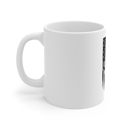 Blackout Flying Goose American Flag Coffee Mug – Tactical Patriotic Duck Mug – Stealth USA Wildlife Mug – Distressed Flag Cup Mug 11oz