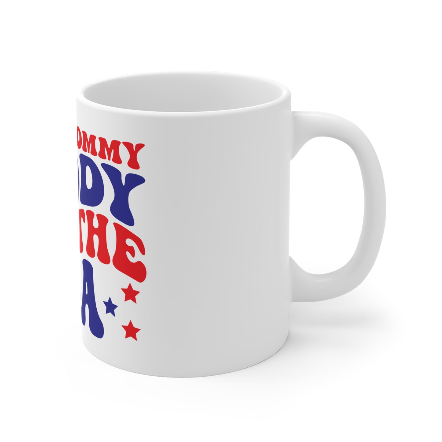 I Love Mommy Daddy and the USA Coffee Mug – Patriotic Family Mug – Retro 4th of July Typography Cup – Americana Gift Mug I Love Mommy Daddy and the USA 11oz Patriotic Coffee Mug